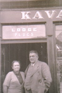 Uncle Bernie & Joan outside their Shop(Headquarters) in Urlingford